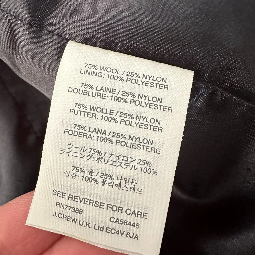 J. Crew Double Cloth Tipped Patch Pocket Wool Coat Blue Women's 00 - Picture 6 of 7